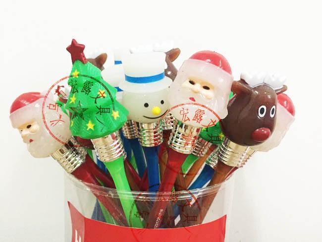 创意个性卡通文具led闪光圣诞节发光灯笔 广告促销玩具礼品圆珠笔